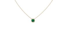 A  petite genuine round emerald creates this solid 14kt gold bezel set birthstone necklace for the month of May.  Naturally mined, great for stacking, worn individually or paired with other types of charms, pendants or necklaces.  As in all our jewelry, this necklace is made to order in our factory in New York City.  The picture has been enlarged to show detail. 14k Gold Green Jewelry With Single Diamond, Yellow Gold Birthstone Necklace With Bezel Setting, 14k Gold Necklaces With Bezel-set Round Stone, 14k Gold Necklace With Bezel-set Round Stone, Fine Jewelry Necklace With Smooth Bezel Round Pendant, 14k Gold Necklace With Bezel Set Round Stone, Fine Jewelry Necklace With Smooth Bezel, Classic Jewelry With Smooth Bezel Round Pendant, Round Smooth Bezel Fine Jewelry Necklace