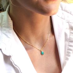 Some classics never go out of style. Our dainty turquoise necklace adds a touch of color and can be dressed up or down! Add a little sparkle to your dainty jewelry collection with this delicate 14kt gold filled necklace. •Natural Turquoise Drop •14kt gold over sterling silver bezel set drop•16kt gold plated -lead, nickel & cadmium free•Heavy plating, tarnish resistant, water friendly Gold Filled Necklace, Gem Necklace, Personalized Bracelets, Natural Turquoise, Drop Necklace, Dainty Jewelry, Dainty Necklace, 14kt Gold, Go Out