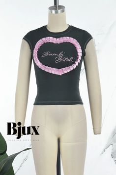 Bjux - Stylish O Neck T-Shirts with Casual Letter Embroidery and Patchwork Design Trendy Fitted Embroidered T-shirt, Fitted Cotton Tops With Embroidered Graphics, Fitted Black Embroidered T-shirt, Fitted Casual T-shirt With Embroidered Graphics, Fitted Crew Neck Tops With Embroidered Text, Fitted Short Sleeve Top With Embroidered Graphics, Fitted Summer Tops With Embroidered Graphics, Pink Short Sleeve Tops With Embroidered Text, Fitted T-shirt With Embroidered Text And Short Sleeve