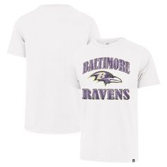 Show your Baltimore Ravens pride with this stylish '47 Overrun Franklin T-Shirt. The special garment wash process creates a lived-in look and feel, making it a comfortable and stylish addition to your game day wardrobe. This tee is a must-have for any Ravens fan looking to add a touch of vintage NFL style to their game day wardrobe. Throwback Cotton T-shirt With Team Logo, Ravens Fan, Nfl Baltimore Ravens, Gameday Couture, Baltimore Ravens, 47 Brand, Ravens, Baltimore, Game Day