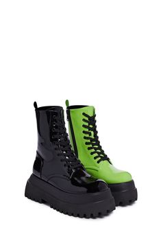 base Chunky High-top Patent Leather Platform Boots, Streetwear Patent Leather Platform Boots, Trendy Patent Leather Platform Boots With Lug Sole, Trendy Lace-up Patent Leather Combat Boots, Trendy Patent Leather Lace-up Combat Boots, Moony Clothes, Remus Outfit, Crazy Boots, Trolls Oc