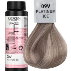 Redken Shades Eq 9v Platinum Ice 2 Fl Oz. Shades Eq Color Chart, Matrix Color, Redken Shades, Redken Color, Redken Shades Eq, Blonde Tones, Brown Hair Balayage, Blonde Hair Looks, Short Straight Hair