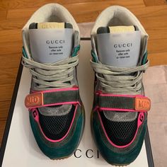 Gucci Men’s Sneakers Size Usa 9 Brand New Gucci Sneakers With Logo Detail For Sports, Gucci High-top Lace-up Sneakers With Logo, Gucci Lace-up High-top Sneakers With Logo Detail, Gucci High-top Sneakers With Logo Detail, Gucci Pink Sneakers With Rubber Sole, Pink Gucci Sneakers With Rubber Sole, Gucci Green Sneakers With Rubber Sole, Gucci Multicolor Sneakers With Round Toe, Gucci Low-top Sneakers With Abzorb Midsole