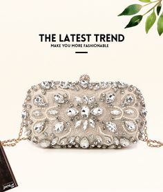 Beaded Clutch Bag Diamond Rhinestone – Luxy Moon Chic Crystal Bags For Events, Chic Embellished Crystal Evening Bag, Chic Embellished Crystal Bag, Chic Evening Crystal Bags, Chic Crystal Evening Bag For Events, Glamorous Crystal Evening Bag With Rhinestones, Glamorous Embellished Evening Bag For Events, Glamorous Crystal Embellished Bags, Glamorous Evening Bag With Rhinestones For Party