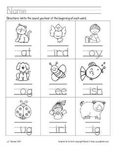 worksheet for beginning with letter sounds