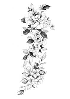 a black and white flower tattoo design