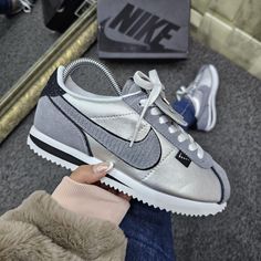 Nike Custom Casual Silver Sneakers, Nike Sporty Silver Custom Sneakers, Nike Dynamic Silver Sneakers, Nike Metallic Silver Sneakers, Nike Silver Dynamic Sneakers, Nike Cortez Women, Nike Cortez Outfit, Cortez Shoes, Nike Cortez Shoes