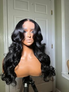 This is a GLUELESS PREMADE/FACTORY MADE UNIT. There is ONE unit ready to ship. Once it is sold, you may customize this unit style to your liking through preorder *Wig Specs Style: Layers and curtain bangs Density : 200%Length: 20” Color: Soft black Hair type: Virgin Lace: 5x5 HD lace closure Adjustable straps included All PRE ORDERED wigs take 10-15 business days to be completed. The standard shipping time is 2-3 days. Style Layers And Curtain Bangs, Curtain Bangs Wig, Soft Black Hair, Layers And Curtain Bangs, Curly Sew In, Small Reception, Black Hair Types, Style Layers, Mother Of The Bride Dresses Long