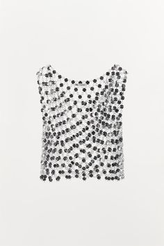 JEWEL CROP TOP - Silver | ZARA United States Sleeveless Mesh Top For Summer Evenings, Chic Silver Sleeveless Top, Chic Embellished Sleeveless Crop Top, Glamorous Embellished Sleeveless Crop Top, Embellished Sleeveless Top For Evening, Sleeveless Embellished Top For Evening, Silver Sleeveless Top For Evening, Silver Sleeveless Crop Top For Evening, Glamorous Embellished Evening Tank Top