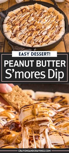 Peanut Butter S'mores Dip: Easy Dessert! S’mores Dip Crockpot, Campfire Dips, Peanut Butter Smores Dip, Peanut Butter Smores, Smores Dip, Peanut Butter Dip, Crock Pot Dips, Favorite Dips, Recipes With Marshmallows