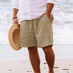 Season:Spring  Summer; Fabric:Linen Cotton Blend; Gender:Men's; Style:Fashion,Casual,Chic  Modern; Elasticity:Micro-elastic; Occasion:Beach,Daily; Fit Type:Regular Fit; Function:Comfort,Soft,Breathable; Waistline:Mid Waist; Pattern:Plain; Design:Straight Leg,Elastic Waist,Drawstring; Pants Type:Summer Shorts,Linen Shorts,Shorts; Fly Type:Drawstring; Front page:FF; Hips:; Length:; Waist:; Fit US Size:null; Fit UK Size:null; Fit EU Size:null; Pants Length:Short Tuxedo Shirt Men, Outfit Oversize, Womens Basic Tops, Mens Shorts Summer, Cotton Linen Pants, Linen Shirt Men, Mens Linen, Mode Chic, Y2k Outfits