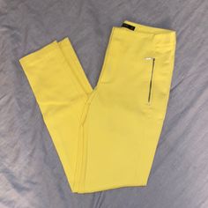 Zara Yellow Pants . Barley Worn Almost Brand New Trendy Bottoms With Side Zipper For Spring, Trendy Spring Pants With Zipper Closure, High-waisted Bottoms With Zipper Closure For Spring, Trendy Spring Pants With Side Zipper, Trendy Pants With Side Zipper For Spring, Straight Leg Pants With Zipper Closure For Spring, Chic Spring Bottoms With Side Zipper, Spring Trousers With Zipper Closure, Spring Trousers Leggings With Pockets