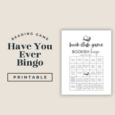 the printable book club game is shown next to an image of bookshelf games