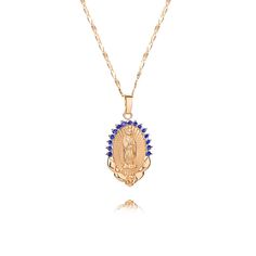 The Virgin Mary Virgencita Necklace is displayed with beautiful attention to detail. The pendant has a beautifully designed texture that makes the image come out and has everything you would want in a Virgin Mary Virgencita Necklace. Make a statement and show your devotion with this virgencita necklace! It is a great gift and a personal keepsake. Experience the power of faith and divine protection under the devotional protection of the Blessed Virgin Mary. The Virgin Mary will always watch over Spiritual Miraculous Medal Pendant Jewelry, Spiritual Virgin Mary Medallion Jewelry, Spiritual Jewelry: Our Lady Of Guadalupe Round Pendant, Spiritual Our Lady Of Guadalupe Pendant Necklace, Spiritual Sapphire Pendant Jewelry, Spiritual Jewel Pendant Necklace, Spiritual Pendant Necklace With Jewels, Spiritual Sapphire Round Pendant Necklace, Spiritual Sapphire Necklace With Round Pendant