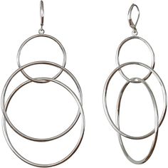 80mm Rings Weigh5.8 Grams Lightweight And Comfortable To Wear 30mils Silver Plated Three Rings Dangle Hoop Earring 3 Serial Circle Hypoallergenic Lead Free, Nickel Free And Cadmium Free Aesthetic Earrings For Women Highly Polished Processing With E-Coating Modern Metal Dangle Hoop Earrings, Celebrities Earrings, Aesthetic Earrings, Wire Hoop Earrings, Hollow Earrings, Tory Burch Earrings, Free Aesthetic, Dangle Hoop Earrings, Bar Stud Earrings