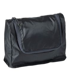 a black toilet bag with zippers on it