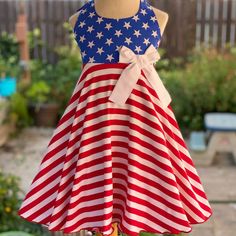 4th Of July Boutique Girl Stars And Stripes Twirl Dress. Twirl Dress Pattern Free, Patriotic Blue Dresses For 4th Of July, Blue Patriotic Spring Dress, Blue Patriotic Cotton Dress, Patriotic Blue Cotton Dress, Blue Cotton Patriotic Dress, Fitted Sleeveless Dress For 4th Of July, Patriotic Sleeveless Dress For Spring, Patriotic Blue Sleeveless Dress