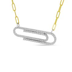 Birmingham Jewelry - 14K Yellow Gold Diamond Classic Paperclip Necklace - Birmingham Jewelry Formal 14k Gold Paperclip Jewelry, Formal White Gold Necklace With Paperclip Chain, White Gold Paperclip Chain Necklace For Formal Occasions, Formal White Gold Paperclip Chain Necklace, White Gold Paperclip Chain Jewelry, Formal Diamond Necklace With Paperclip Chain, Yellow Gold Paperclip Necklaces For Formal Events, Formal Pendant Necklace With Paperclip Chain, Anniversary Necklace With Paperclip Chain