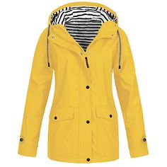 Category:Outerwear,Jacket; Season:Winter,Fall,Spring; Fabric:Polyester; Sleeve Length:Long Sleeve; Look After Me:Clean With Wet Towel,Hand wash; Gender:Women's; Size Suggestion:standard size, select your usual size; Style:Basic,Sporty; Elasticity:Micro-elastic; Occasion:Sports  Outdoor; Age Group:Adults; Details:Lined; Outerwear Length:Regular; Closure Type:Buckle,Zipper; Placket:Zipper; Fit Type:Regular Fit; Function:Waterproof,Digital,Windproof,Quick Dry; Pattern:Solid Colored; Design:Pocket,Z Windproof Raincoat For Fall And Cold Weather, Windproof Raincoat For Cold Weather In Fall, Fall Windproof Parka For Rainy Weather, Hooded Parka For Rainy Weather, Winter Parka With Drawstring Hood For Rainy Weather, Yellow Hooded Rainy Season Outerwear, Yellow Long Sleeve Outerwear For Rainy Season, Yellow Raincoat With Pockets For Fall, Yellow Waterproof Raincoat For Fall