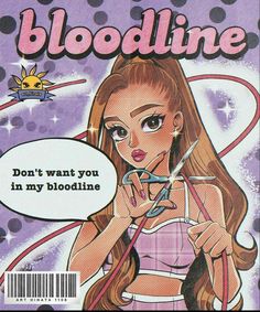 a magazine cover with a cartoon girl holding scissors in front of her face and looking at the camera