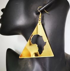 African pyramid earrings - Tresha's Treasures Triangle Metal Earrings For Gift, Triangle Gold Metal Earrings, Gold Triangle Metal Earrings, Trendy Gold Triangle Earrings, Triangle Single Earring As Gift, Triangle Shaped Single Earring As A Gift, Triangle Earrings As Gift, Nickel Free Triangle Metal Earrings, Triangle Pierced Earrings Gift