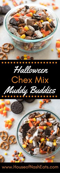 halloween chex mix made with cookies and candy