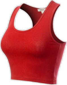 Fitted Basic Tank Top, Casual Red Tank Crop Top, Red Fitted Tank Crop Top, Casual Red Racerback Tank Top, Red Fitted Tank Top For Summer, Fitted Red Tank Top For Summer, Red Cotton Racerback Tank Top, Casual Solid Color Racerback Crop Top, Basic Fitted Sleeveless Crop Top