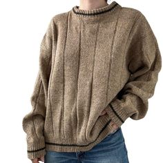 Vintage Mens Alps Tab Wool Ribbed Oversized Cozy Chunky Sweater Sz XL Size XL Color: tan with green trim  Material: wool (feels like 85% wool, 15% nylon) Ribbed  Excellent vintage condition  Collar to hem: 26"  Pit to pit: 26"  Sleeve: 24"  Modeled on a medium/size 6/ 5 foot 7/ 140lbs/ 34 C/ 28" inch waist Oversized Winter Sweater For Outdoors, Oversized Winter Sweater For Outdoor, Oversized Sweater For Winter Outdoor, Oversized Sweater For Outdoor Winter, Cozy Khaki Winter Sweater, Oversized Brown Sweater With Ribbed Cuffs, Oversized Beige Sweater With Ribbed Collar, Cozy Brown Sweater With Ribbed Collar, Oversized Khaki Casual Sweater