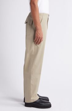 Designed for all-day comfort, these straight-leg chino pants are made from pure cotton and feature handy pockets for your essentials. Zip fly with button closure Front slant pockets 100% cotton Machine wash, dry flat Imported Straight Relaxed Fit Pants For Everyday, Everyday Relaxed Fit Straight Pants, Everyday Straight Relaxed Fit Pants, Straight Leg Cargo Pants With Patch Pockets, Everyday Straight Leg Cargo Pants With Patch Pockets, Everyday Straight Fit Pants With Straight Hem, Chino Cotton Twill Bottoms With Belt Loops For Workwear, Chino Cotton Twill Workwear Bottoms With Belt Loops, Workwear Chinos With Straight Hem And Belt Loops