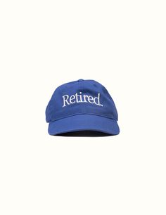 Retired Hat | Cotton Baseball Cap | Duvin Design Co. Creative Department Hat, Hat Merchandising Ideas, Cool Baseball Hats, Cool Caps Hat, Merch Hats, Hats Classy, Hat Design Ideas, Trucker Hat Aesthetic, Funny Baseball Hat