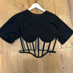 T Shirt Material Too With Corset Bottom T Shirt Material, Black Tshirt, Womens Tops, Outfit Accessories, T Shirt, Women Shopping, Black, Color