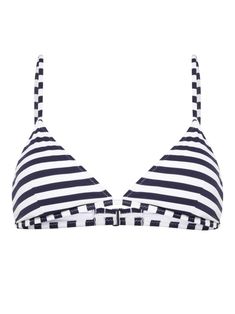 navy blue/white stretch-design piqué weave horizontal stripe pattern triangle cup removable pads adjustable spaghetti straps rear clasp fastening full lining Be mindful to try on swimwear over your own garments. Beachwear Striped Swimwear, Bra Friendly, Bra Friendly Striped Beachwear Swimwear, Striped Bra-friendly Swimwear For The Beach, Striped Bra-friendly Beachwear Swimwear, Striped Swimwear With Adjustable Straps For Pool, Striped Bra Friendly Swimwear, Striped Triangle Top Swimwear, Bra Friendly, Striped Triangle Top Swimwear For Summer, Striped Triangle Top Swimwear Bra Friendly