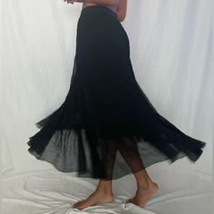 Flirty Black Maxi Skirt. So Lightweight And Multilayers Make It Opaque. Flowy Black Skirt, Black Flowy Skirt, Black Maxi Skirt, Chiffon Skirt, Black Maxi, Flowy Skirt, Silk Chiffon, Long Black, Black Skirt