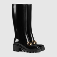 Gucci Horsebit Rubber Boot, Brand New , Size 38 & 42 Womens Leather Ankle Boots, Knee High Boots Winter, Gucci Boots, Luxury Boots, Womens Designer Boots, Shoes Gucci, Gucci Horsebit, Winter Ankle Boots, Black Leather Ankle Boots