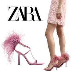 Make A Bold Fashion Statement With These Striking Zara Pink Stiletto Heels, Featuring Playful Feather Details. These Sandals Are Perfect For Adding A Pop Of Color And A Touch Of Glamour To Any Outfit. The Pointed Open Toe Design And Slim T-Strap Provides An Elegant Silhouette, While The Flirty Feathers At The Ankle Add Movement And Intrigue With Every Step. Ankle Strap With Buckle Closure. Heel Height Measures 4 1/4". Size 40 Eu. Please Know Your Size In Zara Shoes. Brand New With Tags, Smoke Fr Cocktail Sandals With Heel Strap For Party Season, Cocktail Party Heel Strap Sandals, Cocktail Party Sandals With Heel Strap, Chic Open Heel Sandals For Party Season, Luxury Feather Trim Heels For Formal Occasions, Chic Sandals With Padded Heel For Party Season, Pink Sandals For Formal Parties, Pointed Toe Sandals For Cocktail And Party Season, Pink Formal Sandals For Party Season