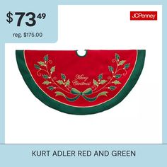 a red and green christmas ornament with holly leaves on it, for $ 73 99