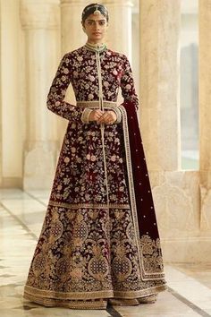 Deep Blue Colour Jacket Lehenga – Panache Haute Couture Velvet Anarkali Suits, Velvet Anarkali, Bridal Anarkali, Jacket Lehenga, Bridal Appointment, Sabyasachi Lehenga, Salwar Dress, Dress Salwar Kameez, Heritage Jewellery