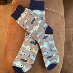 Nwot Fish Socks. Fish Socks, Print Socks, Fish Print, Blue Gray, Blue Grey, Vision Board, Kids Shop, Color Blue, Socks