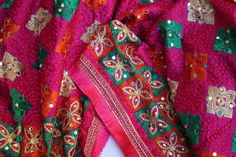 Phulkari refers to the folk embroidery of the Punjab. Although phulkari means floral work, the design include not only flowers but also covers motifs and geometrical shapes. The craft of phulkari has undergone changes over the centuries. This gorgeous colorful phulkari on pure chinnon in hot pink color is so versatile and can be worn as a dupata, scarf or on any wedding occasion. Our phulkaris are handcrafted to perfection keeping in mind the authenticity of the culture in an urban way. Stand out with this intricately designed phulkari.  ALL SALES ARE FINAL !! Phulkari Dupatta, Geometrical Shapes, Floral Work, Hot Pink Color, Folk Embroidery, Dress Clothes, The Culture, The Craft, Dress Clothes For Women