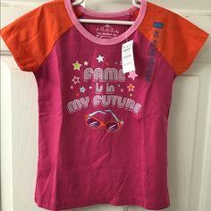 As Shown Cute Graphic Tee Top Playful Pink T-shirt For Spring, Pink Short Sleeve T-shirt For Playtime, Playful Pink Tops With Letter Print, Playful Pink T-shirt For School, Fun Pink T-shirt For Playtime, Pink Fun Cotton T-shirt, Pink Cotton Fun T-shirt, Fun Pink Cotton T-shirt, Pink Letter Print Tops For Playwear