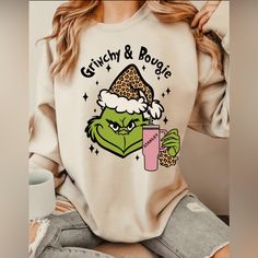 High Quality, Buttery Soft Sweatshirt Bougie Christmas, Grinch Sweatshirt, Funny Grinch, Christmas Season, Pink Christmas, Grinch, Gift For Her, Christmas Gift, Sweatshirts