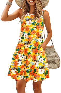 PRICES MAY VARY. Two sides hidden pockets, perfect for carrying small essentials like 6.1 inch phone.Length of this sundress falls above the knee,round neckline, sleeveless design, and a relaxed fit. Mix & Match: casual dress it up or down with ease. Accessorize with jewelry, sandals, heels, flip-flops, or even sneakers for a chic and fashionable look. The loose t-shirt dress design can be cinched with a belt and paired with a pair of boots for a more edgy ensemble. You can also layer it with a Casual Sleeveless Mini Dress For Summer, Casual Mini-length Sleeveless Dress For Summer, Casual Knee-length Sleeveless Dress For Vacation, Casual Sleeveless Knee-length Dress For Vacation, Casual Sleeveless Dress For Vacation, Casual Sleeveless Mini Dress For Vacation, Casual Knee-length Sleeveless Beach Dress, Casual A-line Sundress For Beach Season, Summer Sleeveless Knee-length Dress For Beach