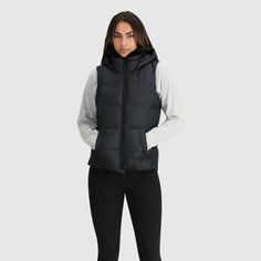 The Coldfront Down Vest combines Responsible Down Standard (RDS) Certified down, recycled materials, and thoughtful design to deliver lightweight, packable winter insulation for the mountains or the city. Sitewide Sale, Summer Clearance, Outdoor Research, Down Vest, Fabric Details, Pair Of Pants, Outdoor Woman, The Outdoors, The City