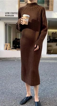 43554812952756 Non-stretch Long Sweater Dress For Winter, Long Solid Color Sweater Dress For Fall, Ribbed Long Sleeve Sweater Dress, Long Winter Sweater Dress, Non-stretch Brown Winter Dress, Casual Plain Winter Dress, Stretch Long Sweater Dress, Casual Plain Dresses For Winter, Non-stretch Long Sleeve Sweater Dress