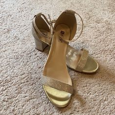 Like Brand New. Worn Once For A Only A Couple Of Hours For A Wedding. Perfect For Any Formal Occasion. Heels Approx 2”. Gold Cream, Cream Dress, Cream And Gold, Dress Sandals, Formal Occasion, Shoes Women Heels, A Wedding, A Couple, Shoes Heels