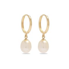 Elliptical Pearl Huggies – STONE AND STRAND Elegant Everyday Jewelry With Pearl Drop, Elegant Everyday Pearl Drop Jewelry, Classic Pearl Earrings For Everyday Elegance, Classic White Pearl Earrings For Everyday Elegance, Classic Jewelry With Pearl Charm, Classic Everyday Pearl Drop Jewelry, Classic Teardrop Pearl Earrings For Everyday, Classic Teardrop Pearl Earrings For Everyday Elegance, Everyday Classic Teardrop Pearl Earrings