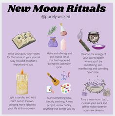 Use the magic of the new moon to manifest your new intentions for the new moon cycle. New Moon Magic Intentions, Herbs For New Moon, Moon Magick Witchcraft, New Moon Simmer Pot, New Moon Activities, New Moon Ritual For Beginners, Witchcraft New Moon, New Moon Witchcraft