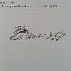 an open book with a drawing of a dragon on it's side and the title in english