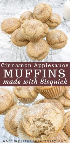 cinnamon applesauce muffins made with biscuits and powdered sugar