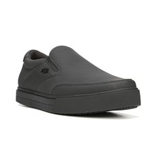 Make every day on the job more comfortable with this versatile men's Dr. Scholl's slip-on sneaker.SHOE FEATURES Oil- and slip-resistant Lock Step Outsoleâ¢ Dri-LexÂ® moisture-wicking lining Aegis Microbe ShieldÂ® control odor Vented sock for breathability Anti-compression insole Non-marking outsole SHOE CONSTRUCTION Faux leather upper Rubber outsole SHOE DETAILS Round toe Slip-on Memory Foam footbed  Size: Medium (10.5). Color: Black. Gender: male. Age Group: adult. Mens Slip On Sneakers, Work Sneakers, Slip On Sneakers, Loafer Shoes, All Black Sneakers, Style Guides, Moisture Wicking, Slip On Sneaker, Memory Foam